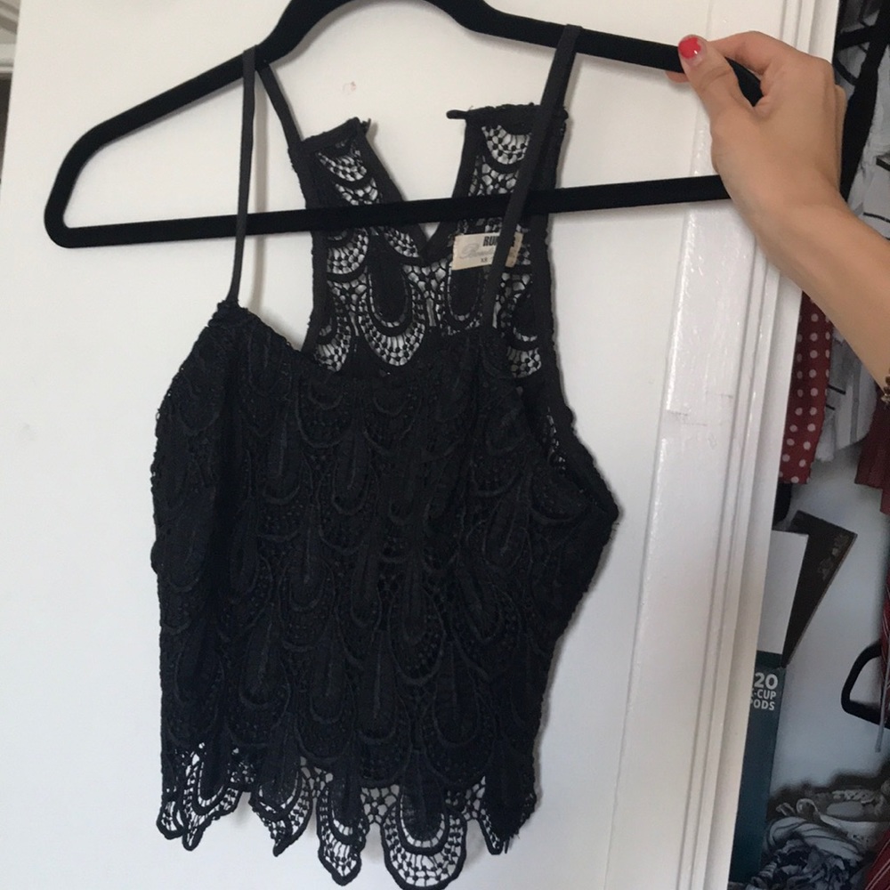 Black lace LF crop top